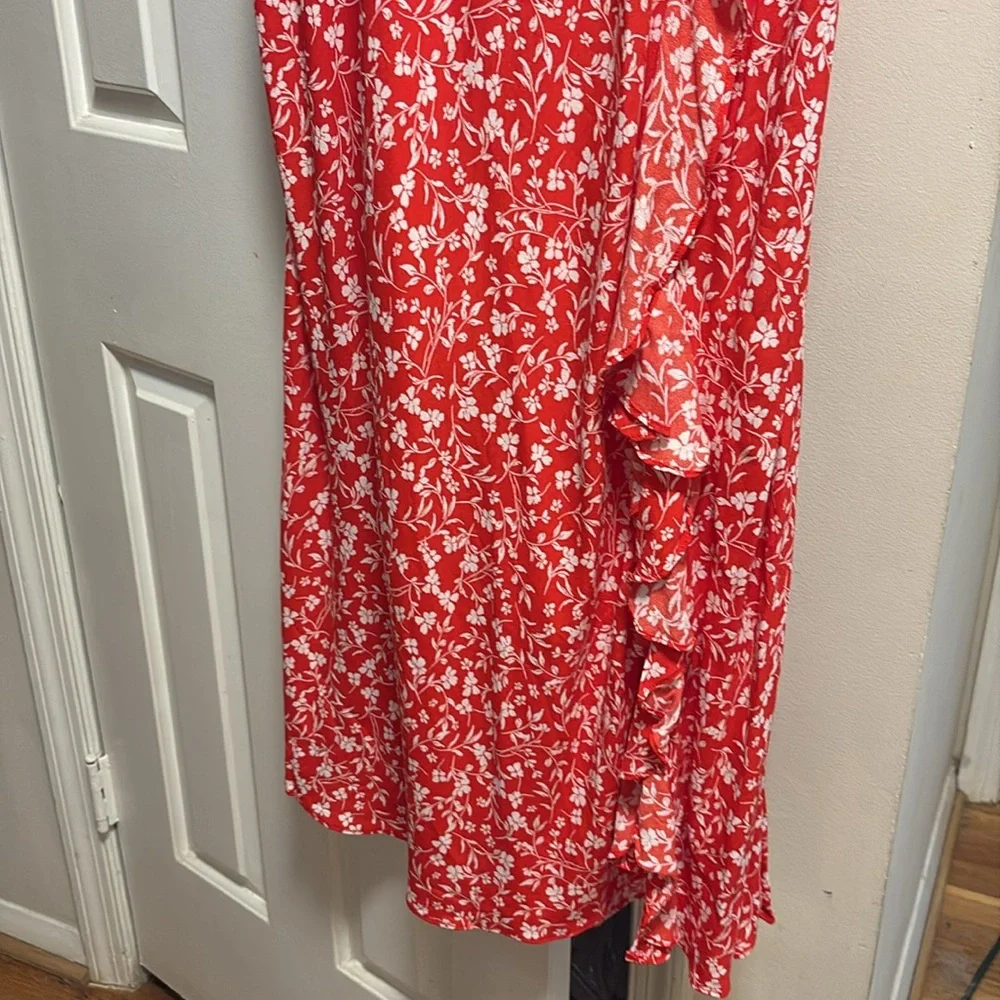 NWT Target A New Day Red Floral Ruffle Maxi Dress with Flutter Sleeves XL - Picture 4 of 8